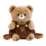 Adorable Kawaii Panda Plush Backpack with Corduroy Overalls, Durable Kids School Bag for Daily Use & Retail