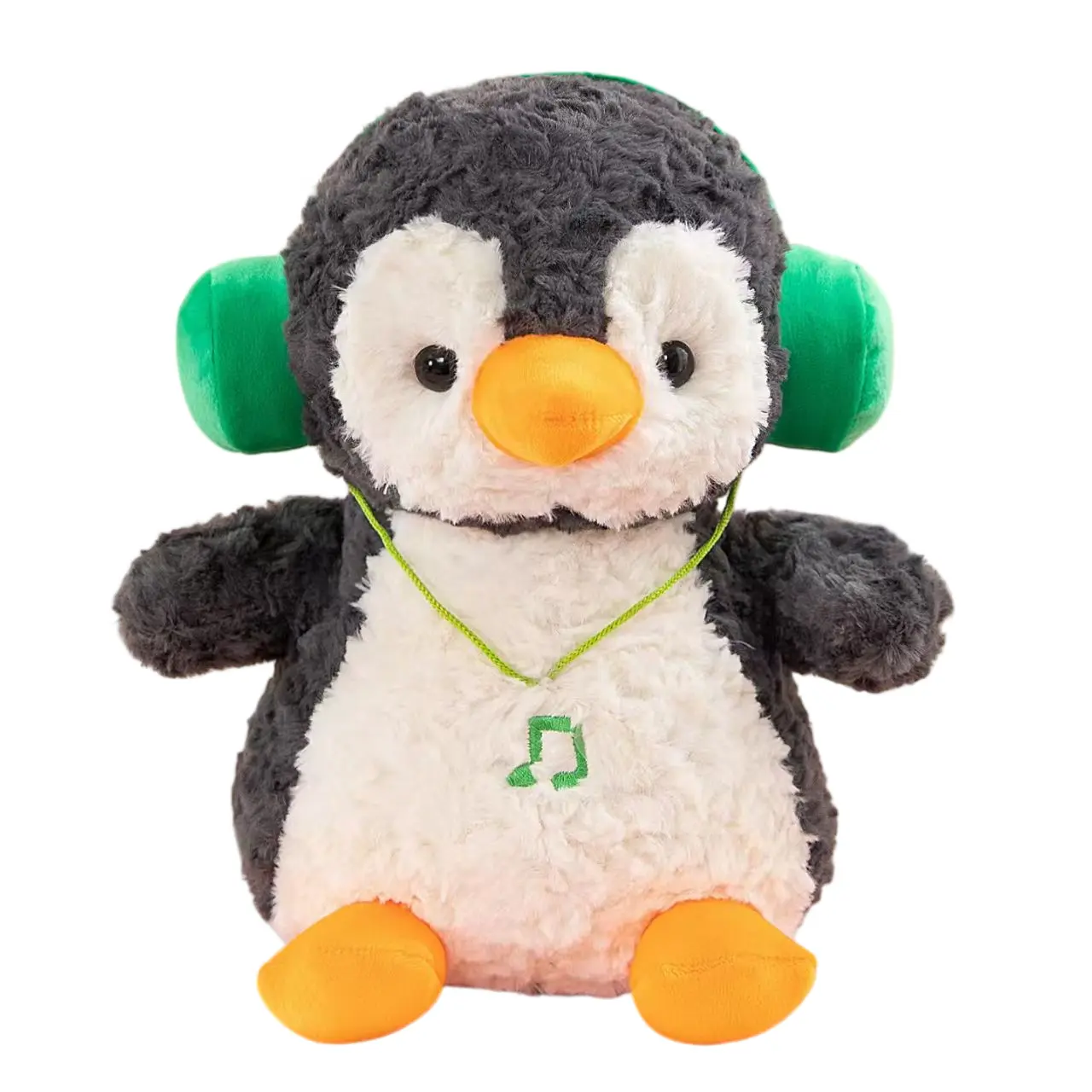 1 (6) Adorable Penguin Plush Toy 🐧 Soft Stuffed Animal with Green Headphones | Bulk Wholesale for Gift & Toy Shops - 图片 1