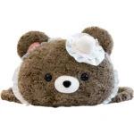 Cute Maid Bear Plush Crossbody Bag, Soft Fluffy Bear Shoulder Bag with Lace, Kawaii Animal Plush Purse for Girls & Gifts