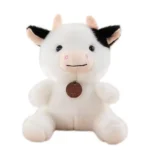 Cute White Cow Plush Toy 🐄 Soft Fluffy Stuffed Cow with Brown Bell & Black Ears | Bulk Wholesale for Gift & Toy Shops
