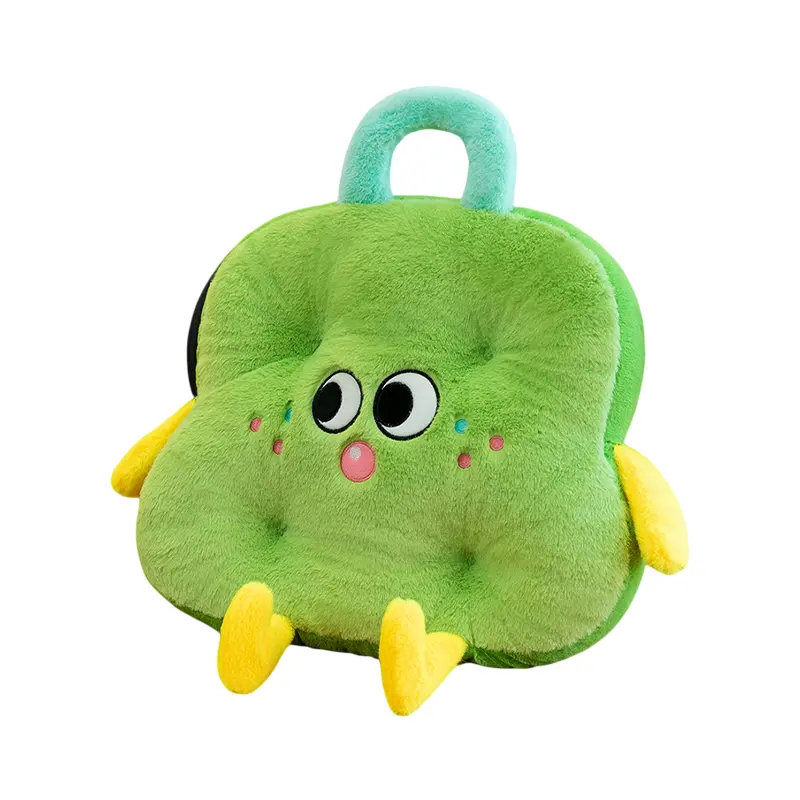 17 Wholesale Cute Cartoon Plush Seat Cushion, Soft Fluffy Green Character Chair Pad for Home Office & Bulk Orders - 图片 1