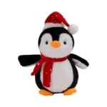 Cute Christmas Penguin Plush Toy, Soft Stuffed Penguin with Santa Hat & Scarf, Festive Plush Doll for Holiday Gifts & Decor
