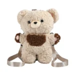 Cute 3D Bear Plush Backpack, Soft Fluffy Stuffed Bear Shoulder Bag, Kawaii Animal Plush Backpack for Kids & Gifts
