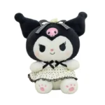 Cute Kuromi Style Plush Toy, Soft Stuffed Rabbit Doll in Polka Dot Dress, Kawaii Anime Plush for Kids Gifts & Collectibles
