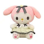 Cute My Melody Style Bunny Plush Toy, Soft Stuffed Rabbit Doll in Polka Dot Dress, Kawaii Anime Plush for Kids Gifts & Collectibles