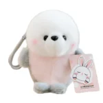 Cute Pink & White Seal Plush Keychain 🦭 Soft Stuffed Sea Animal Bag Charm | Bulk Wholesale for Gift & Accessory Shops