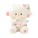 Cute White Sheep Plush Toy, Soft Stuffed Lamb with Bib, Kawaii Sheep Plush Doll for Kids Gifts & Home Decor