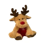 Christmas Reindeer Plush Toy, Cute Stuffed Reindeer with Red Nose, Soft Plush Reindeer Doll for Christmas Decoration & Gift