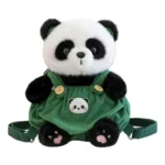 Wholesale Cute Panda in Green Overalls Plush Backpack, Soft Fluffy Stuffed Panda Bag for Kids Gifts & Bulk Orders - 图片 5