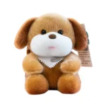 Cute Fluffy Puppy Plush Toy, Soft Stuffed Dog with Bandana, Kawaii Animal Plush Doll for Kids & Gifts