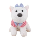 Cute West Highland Terrier Plush Toy 🐶 Soft Fluffy Westie Dog with Bow & Striped Collar | Bulk Wholesale for Gift & Toy Shops