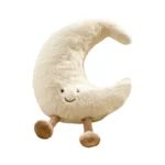 Cute Smiling Moon Plush Toy, Soft Crescent Moon Stuffed Pillow, Kawaii Moon Plush Doll for Kids Gifts & Nursery Decor