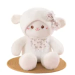 Cute Floral White Lamb Plush Toy 🐑 Soft Fluffy Stuffed Sheep with Flower Hair Clip & Lace Collar | Bulk Wholesale for Gift & Toy Shops
