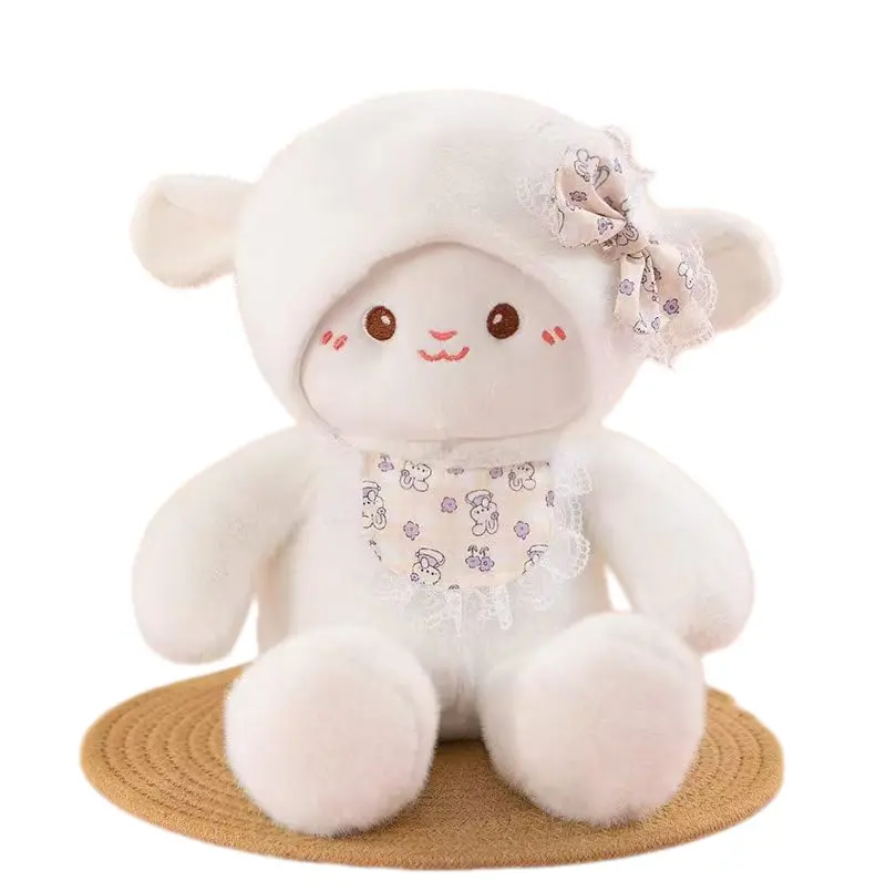998be3c0e1a03fa762be31c6bbbf904f Cute Floral White Lamb Plush Toy 🐑 Soft Fluffy Stuffed Sheep with Flower Hair Clip & Lace Collar | Bulk Wholesale for Gift & Toy Shops - 图片 1