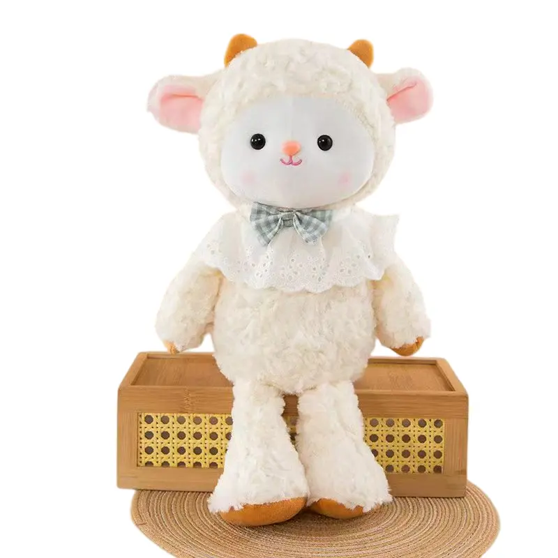 a1e299694cd40236eaad81bc8dbe898b Cute Cream Lamb Plush Toy 🐑 Soft Fluffy Stuffed Sheep with Bow Tie & Furry Texture | Bulk Wholesale for Gift & Toy Shops - 图片 1