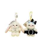 Cute 2PCS Bunny Plush Keychain Set 🐰 Soft Stuffed Rabbit Bag Charms | Bulk Wholesale for Gift & Toy Shops - 图片 2