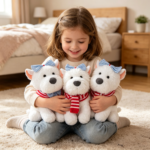 Cute West Highland Terrier Family Plush Toy Set 🐶 3PCS Soft Stuffed Westie Dog Dolls | Bulk Wholesale for Gift & Toy Shops - 图片 5