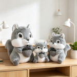 Cute Grey Squirrel Family Plush Toy Set 🐿️ 3PCS Soft Stuffed Animal Dolls | Bulk Wholesale for Gift & Toy Shops - 图片 4