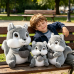 Cute Grey Squirrel Family Plush Toy Set 🐿️ 3PCS Soft Stuffed Animal Dolls | Bulk Wholesale for Gift & Toy Shops - 图片 5