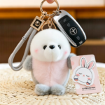 Cute Pink & White Seal Plush Keychain 🦭 Soft Stuffed Sea Animal Bag Charm | Bulk Wholesale for Gift & Accessory Shops - 图片 4