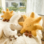 Cute Sun & Moon Plush Toy Set, Soft Fluffy Star & Crescent Stuffed Pillows, Kawaii Celestial Plush Dolls for Kids & Home Decor - 图片 2